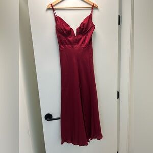 Elegant Red Spaghetti Strap Dress